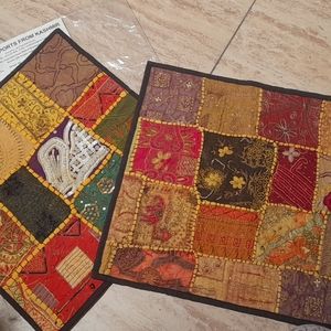 2 colorful Indian cusion covers